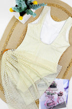 Solid Mesh Cover Up Bodycon Two Piece Swim Set