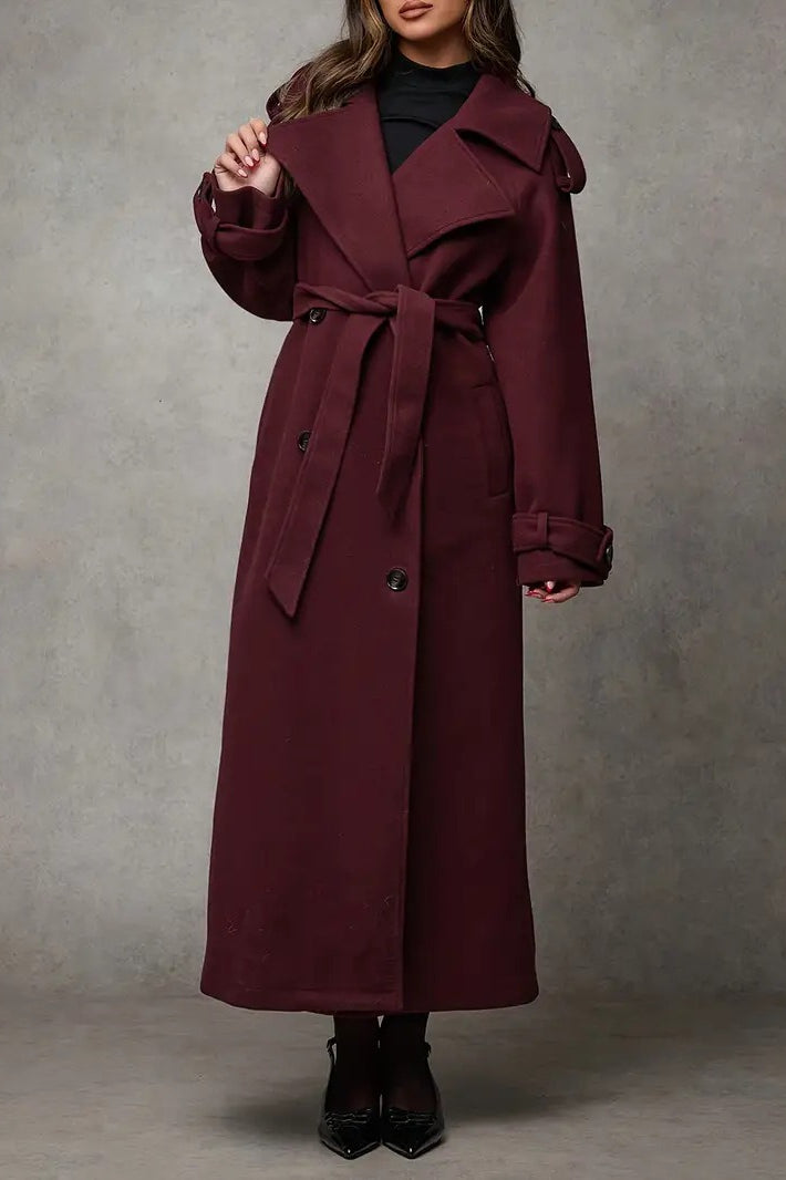 Long Notched Lapel Wool Blend Overcoat Main image