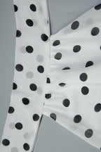 White Polka Dot Halter Backless A Line Mini Dress