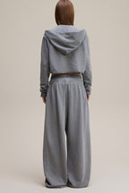 Double Waist Vintage Denim Knit Pants