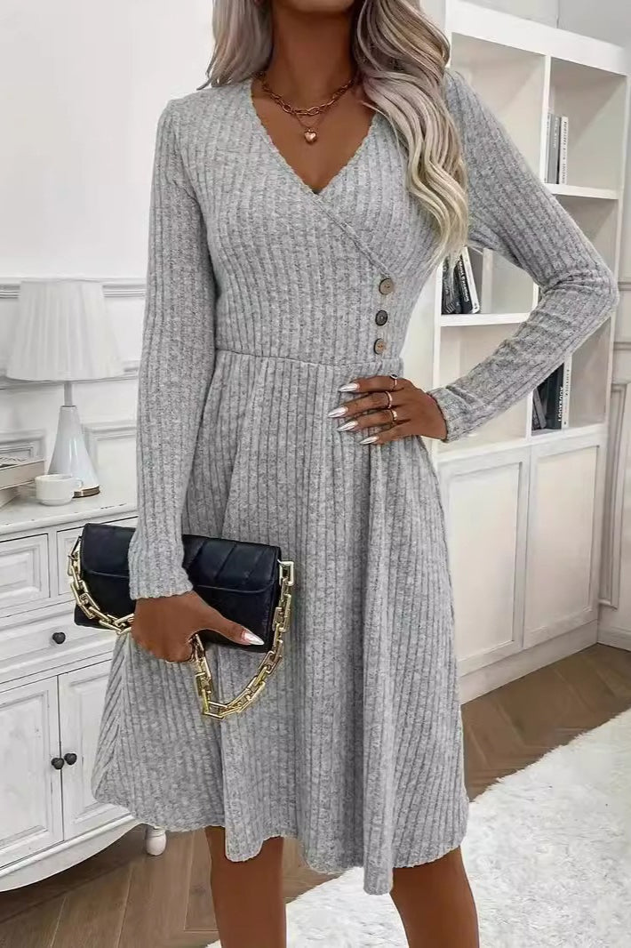 V-Neck Patchwork Sweater Dress Main image