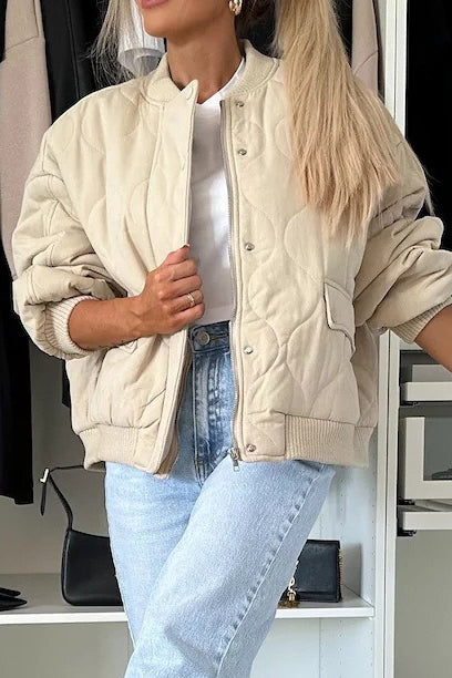 Casual Solid Button Padded Coat Secondary image