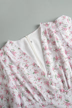 V Neck Short Sleeve Maxi Floral Dress
