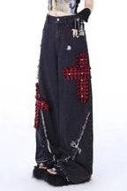 Red Cross Patch Distressed Jeans