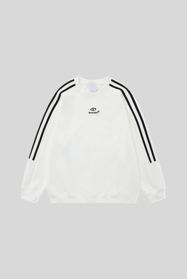 Striped Raglan Logo Oversized Crew Neck Sweatshirt Main image