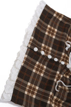 Sexy Plaid Lace Trim Halter Halter Top