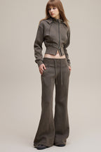 Fleece Lined Bodycon Flared Knit Pants