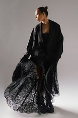 High Waist Black Sexy Lace Sheer Skirt