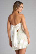 Floral Jacquard Bow Back Cocktail Dress