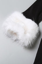 Fur Trim Cold Shoulder Bodycon Dress