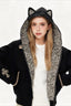 Cat Ear Leopard Lined Zip Up Hoodie