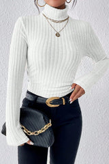 Fitted Long Sleeve Mock Neck Sweater White / S