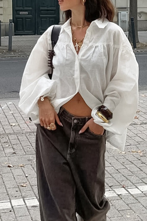 White Lantern Sleeve Blouse Main image