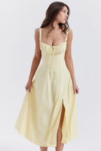 Side Slit Spaghetti Strap Romantic Prom Dress