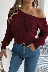 Off Shoulder Knit Pullover Sweater
