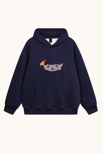 Dachshund Embroidered Pullover Hoodie