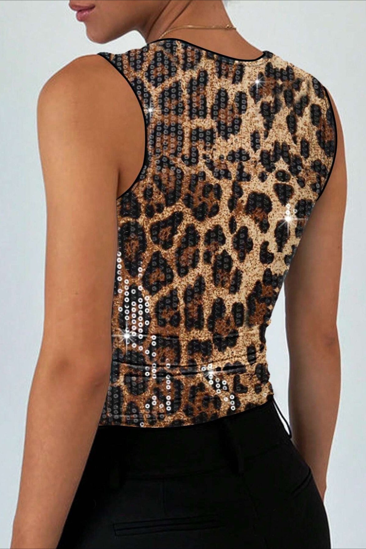 Leopard Sequin Bustier Crop Top Secondary image