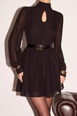 Backless Long Sleeve Mini Dress