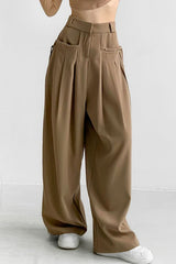 Casual High Waist Fluid Wide Leg Pants