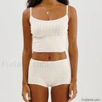 Fairy Grunge Lace Trim Tube Top Shorts Two Piece Set