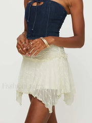 Fairy Grunge Layered Lace Skirt WHITE / S