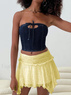 Fairy Grunge Layered Lace Skirt Yellow / S