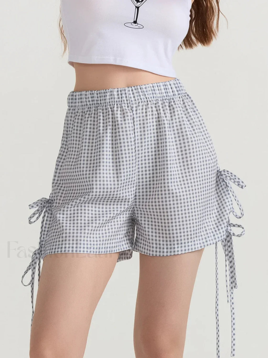 Fairycore Cute Bowknot Casual Loose Fit Streetwear Short gray / S
