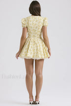 Faith Vintage Floral Charming Pleated Mini Dress