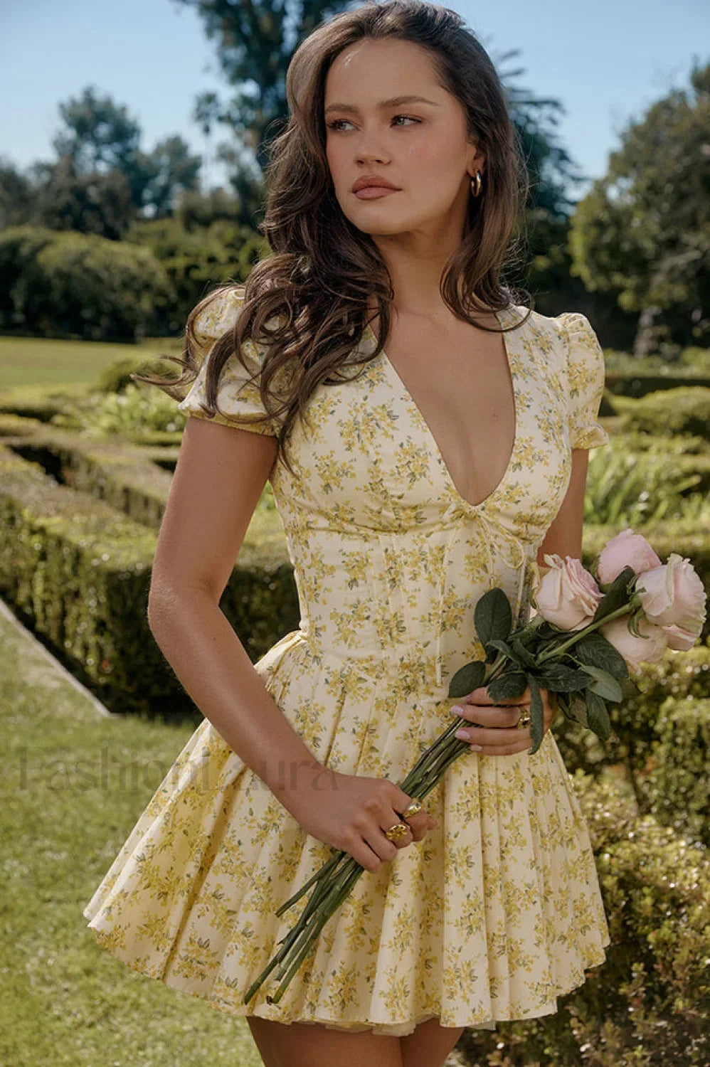 Faith Vintage Floral Charming Pleated Mini Dress Main image