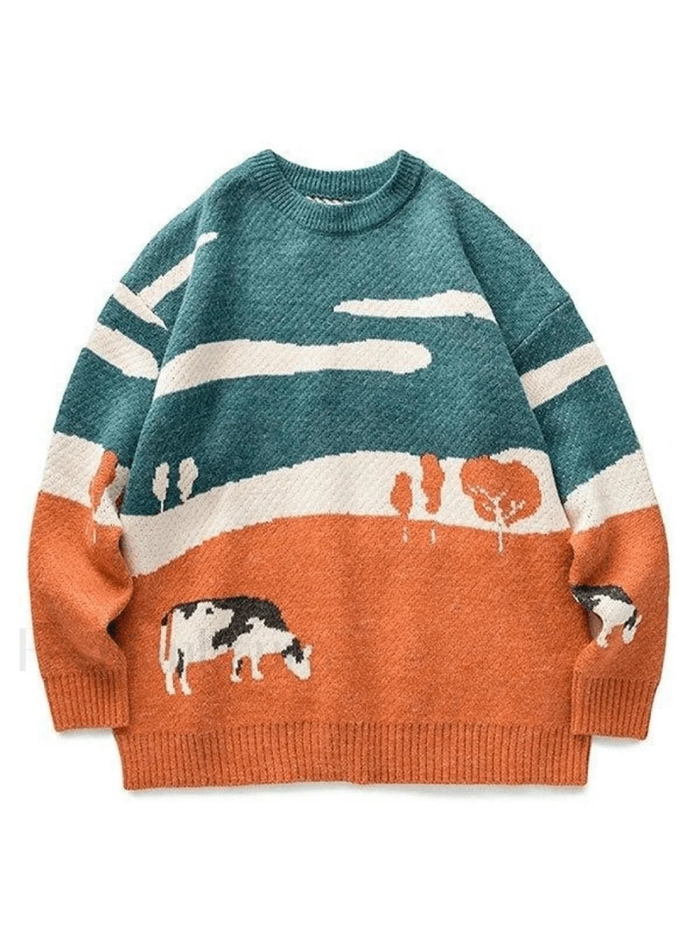Farm Land Jacquard Knit Sweater Orange / M Sweaters