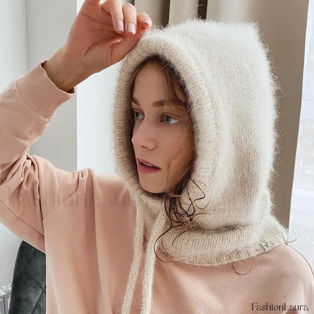 Fashion Balaclava Autumn Winter Warm Neck Women’s Solid Color Hat