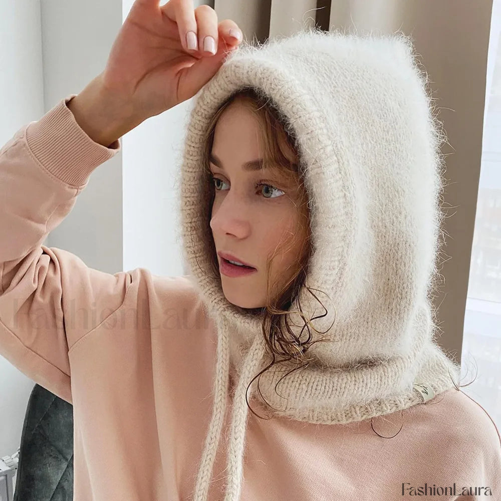 Fashion Balaclava Autumn Winter Warm Neck Women’s Solid Color Hat