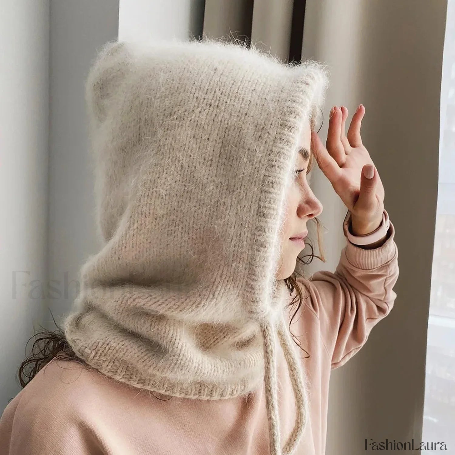 Fashion Balaclava Autumn Winter Warm Neck Women’s Solid Color Hat