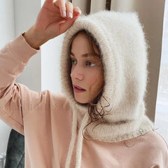 Fashion Balaclava Autumn Winter Warm Neck Women’s Solid Color Hat