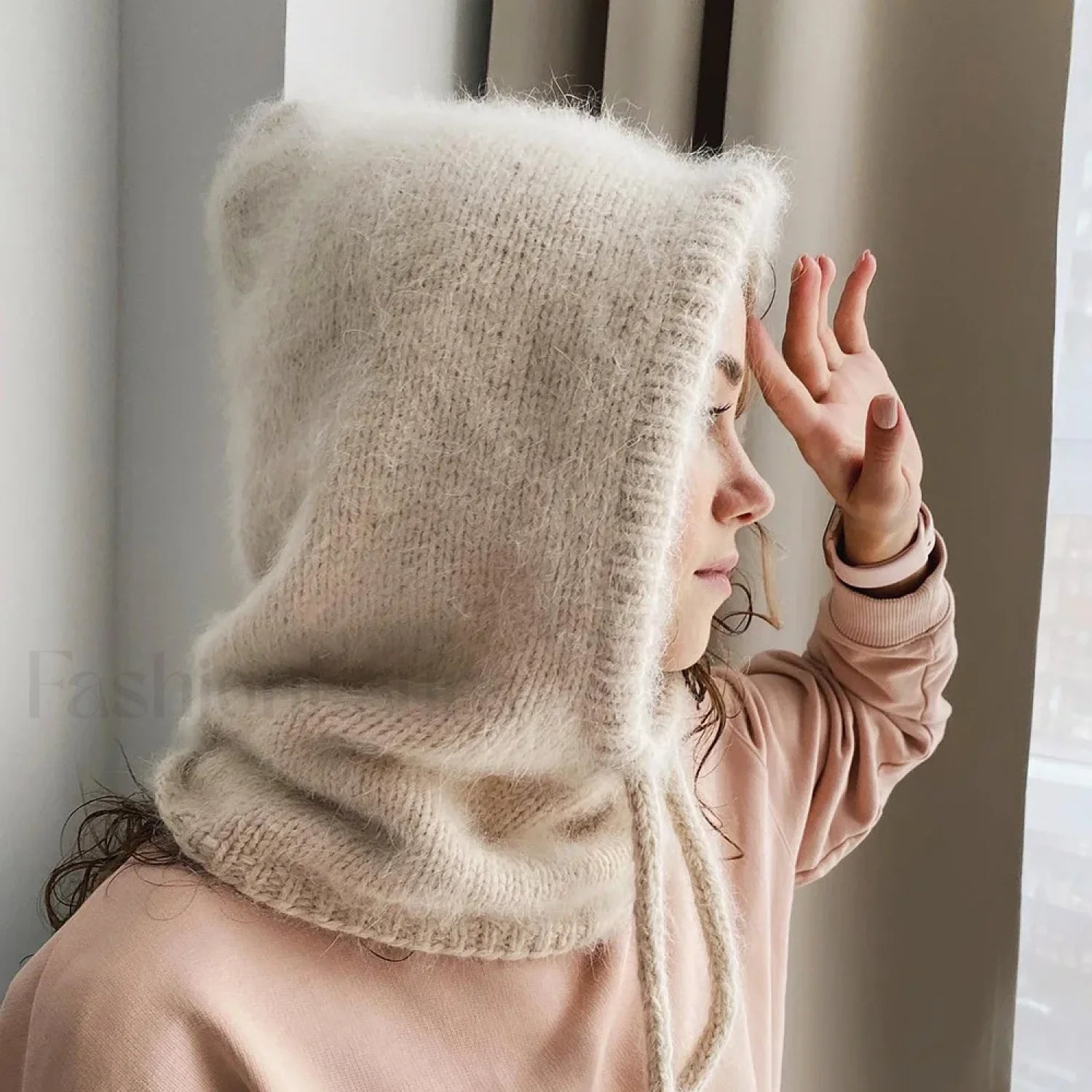 Fashion Balaclava Autumn Winter Warm Neck Women's Solid Color Hat Secondary image