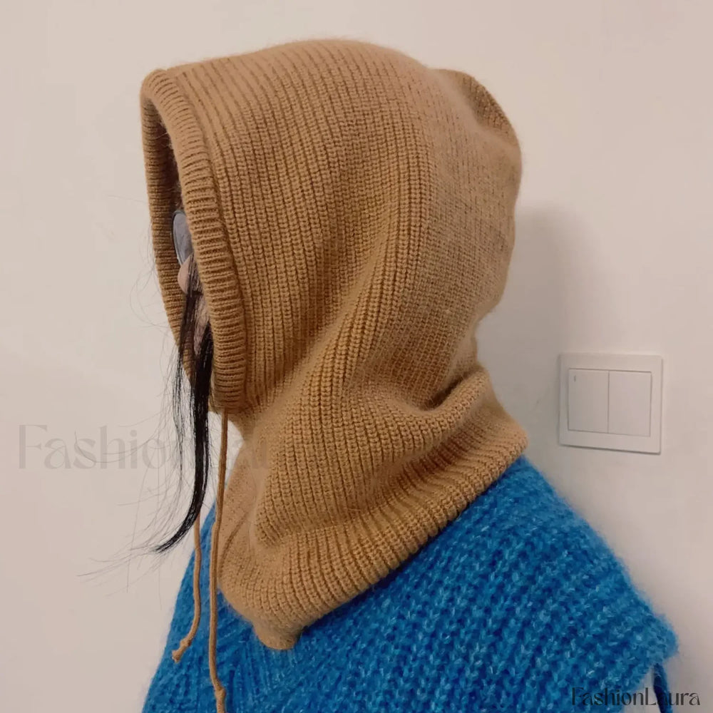 Fashion Balaclava Autumn Winter Warm Neck Women’s Solid Color Hat Brown / 56 60cm