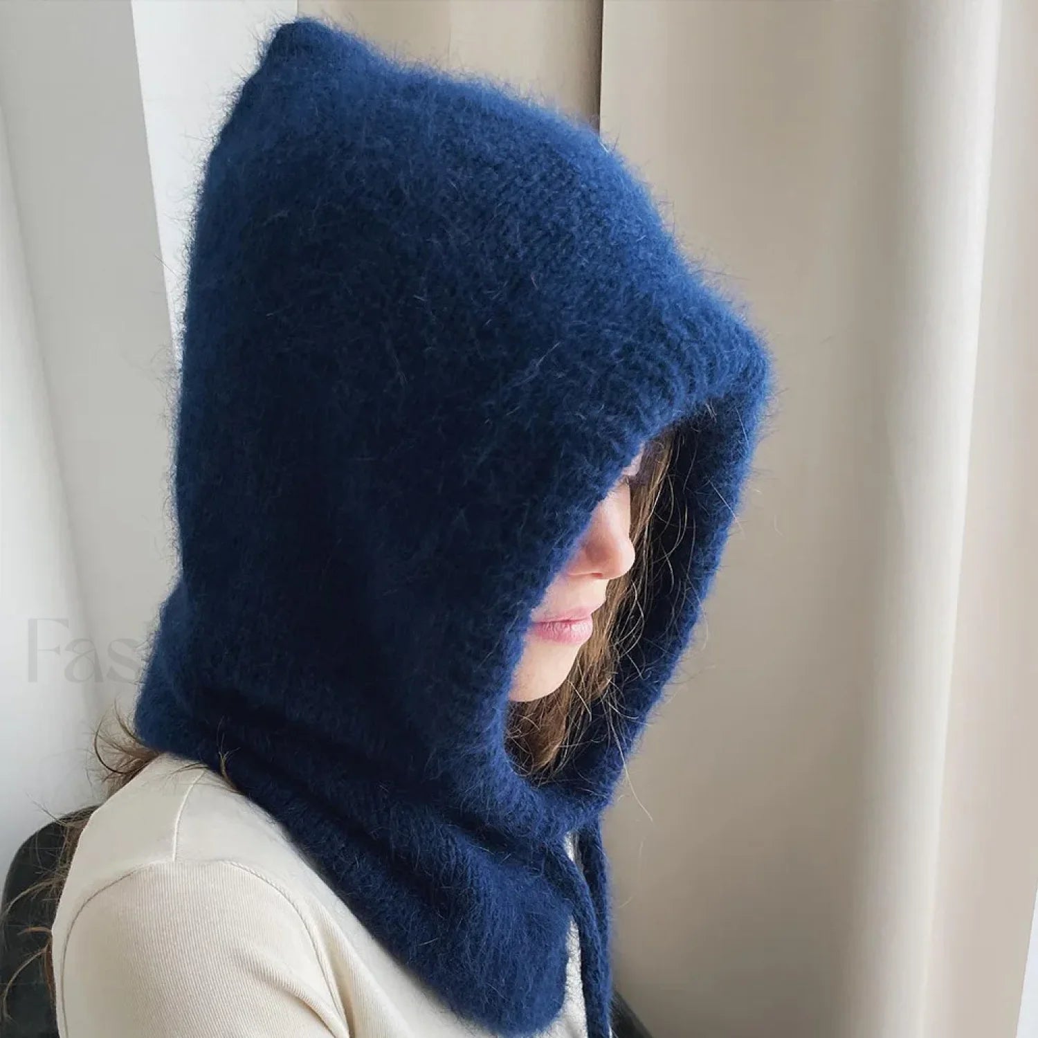 Fashion Balaclava Autumn Winter Warm Neck Women’s Solid Color Hat dark blue / 56 60cm Main image
