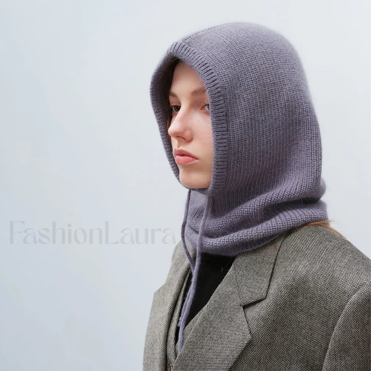 Fashion Balaclava Autumn Winter Warm Neck Women’s Solid Color Hat deep grey / 56 60cm