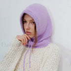 Fashion Balaclava Autumn Winter Warm Neck Women’s Solid Color Hat Light purple / 56 60cm