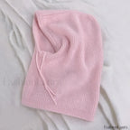 Fashion Balaclava Autumn Winter Warm Neck Women’s Solid Color Hat sakura pink / 56 60cm