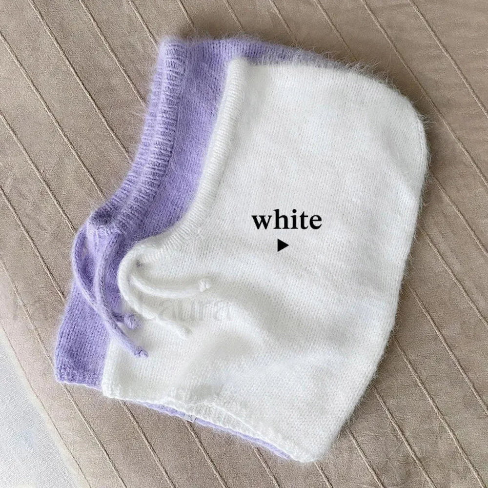 Fashion Balaclava Autumn Winter Warm Neck Women’s Solid Color Hat White / 56 60cm