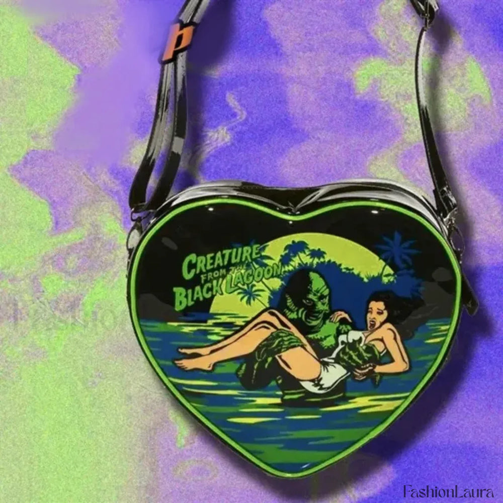 Fashion Grunge Mini Heart Punk Gothic Y2k Crossbody Rock Bag crossbody bag / 29x27x9 cm