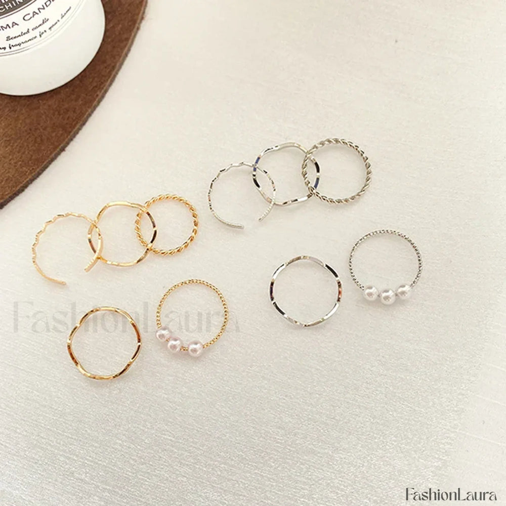Fashion Metal Hollow Round Opening Women Finger Party Gifts Ring