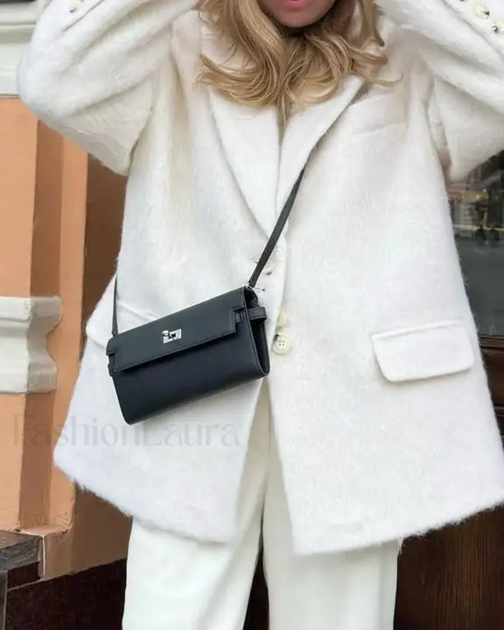 Fashion Pink Lapel Long Sleeves Women Blazer Jacket Loose Overcoats White / S