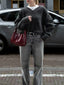 Fashion Solid Color V Neck Knitted Pullover Women Casual Long Sleeves Loose Sweater BLACK / S Sweaters L