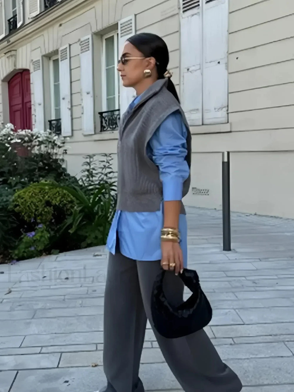 Fashion Solid Lapel Soft Women’s Knit Vest Sleeveless Loose Sweater Sweaters L