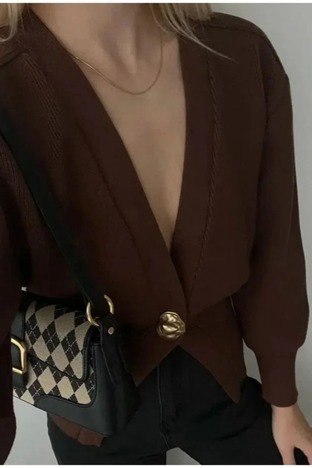 Fashion V neck Button Cardigan