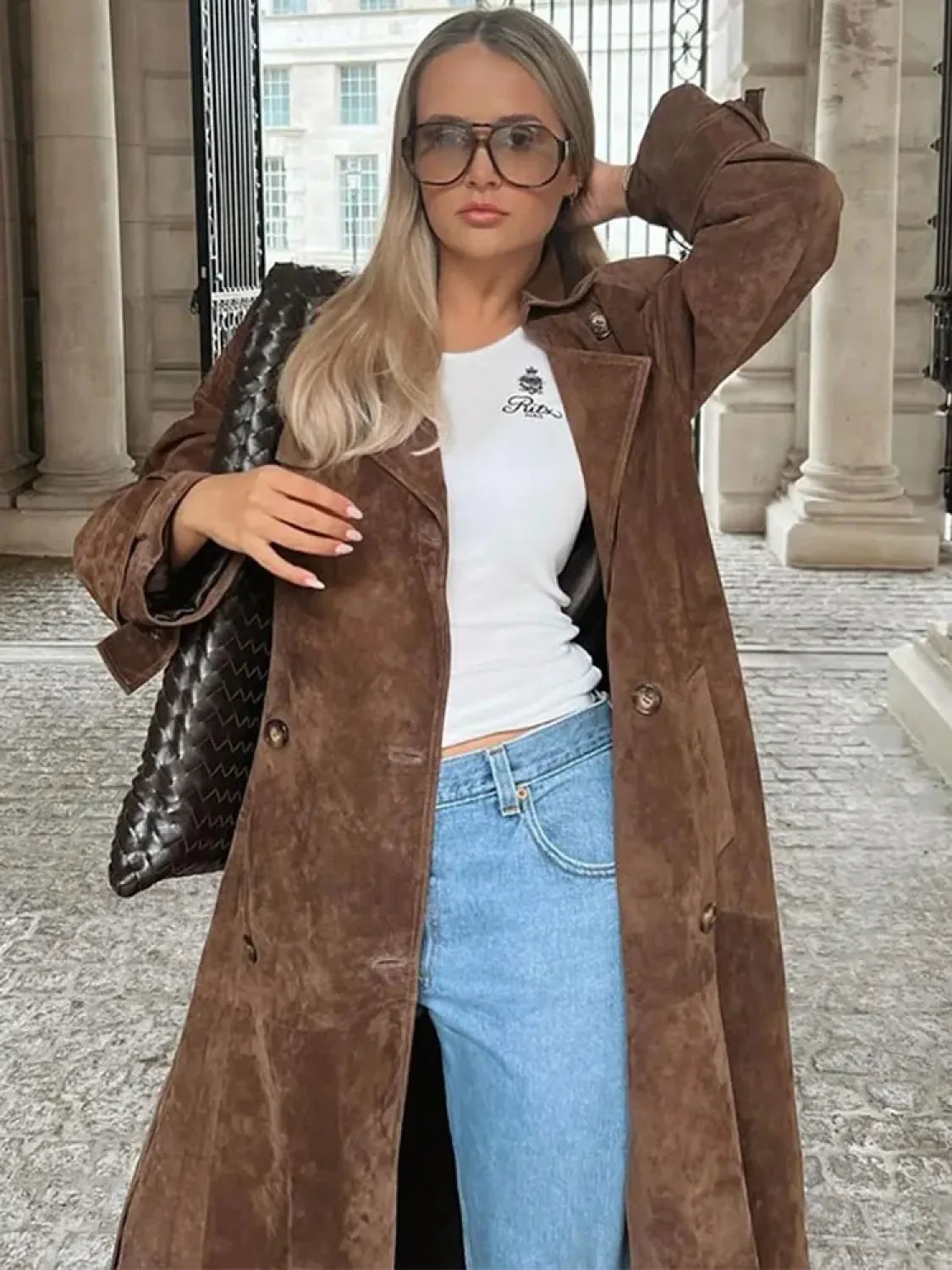 Fashion With Belt Faux Leather Long Overcoats Main image