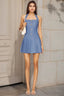 Fashionable Halter Ruched Bodycon Work Dress Lake Blue / S