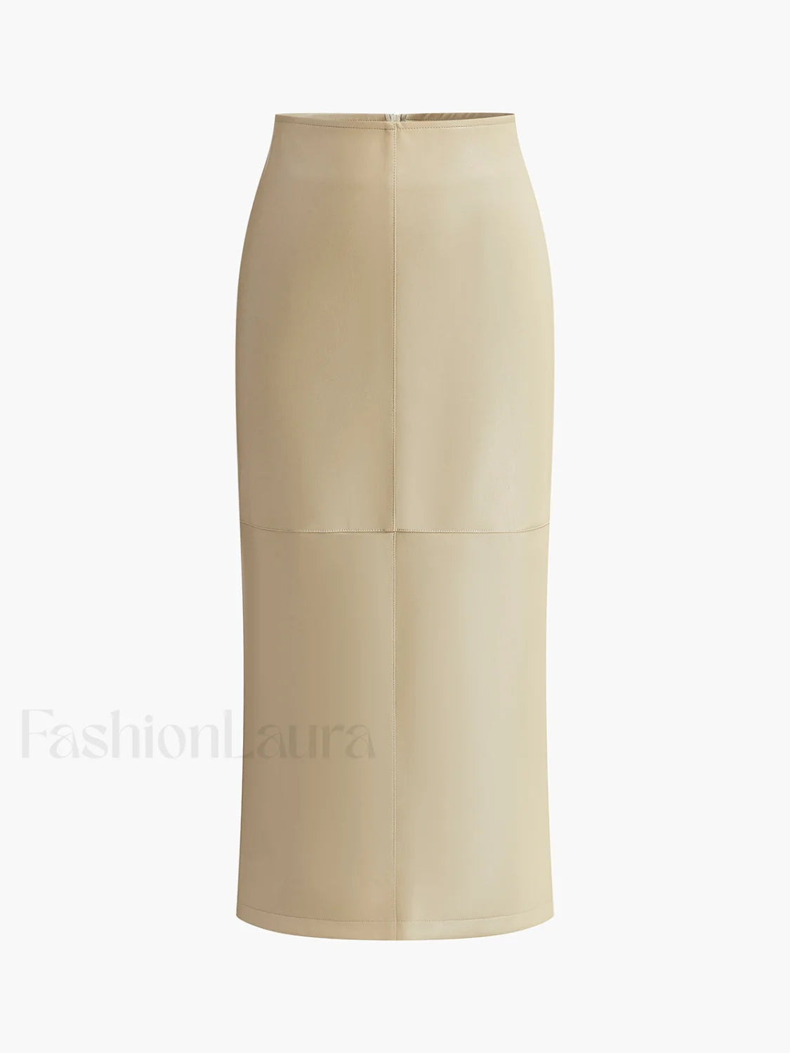 Faux Leather Piping Sit Midi Skirt Skirts